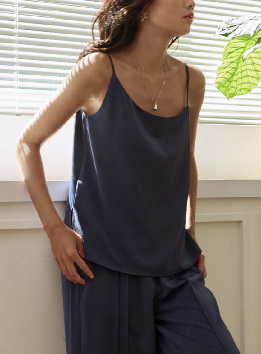 不對稱領美背細肩帶背心